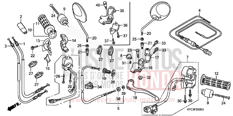 HANDLE LEVER/SWITCH/CABLE (XL125V1/2/3/4/5/6) for Varadero 125 MOODY BLUE METALLIC (PB296) from 2003